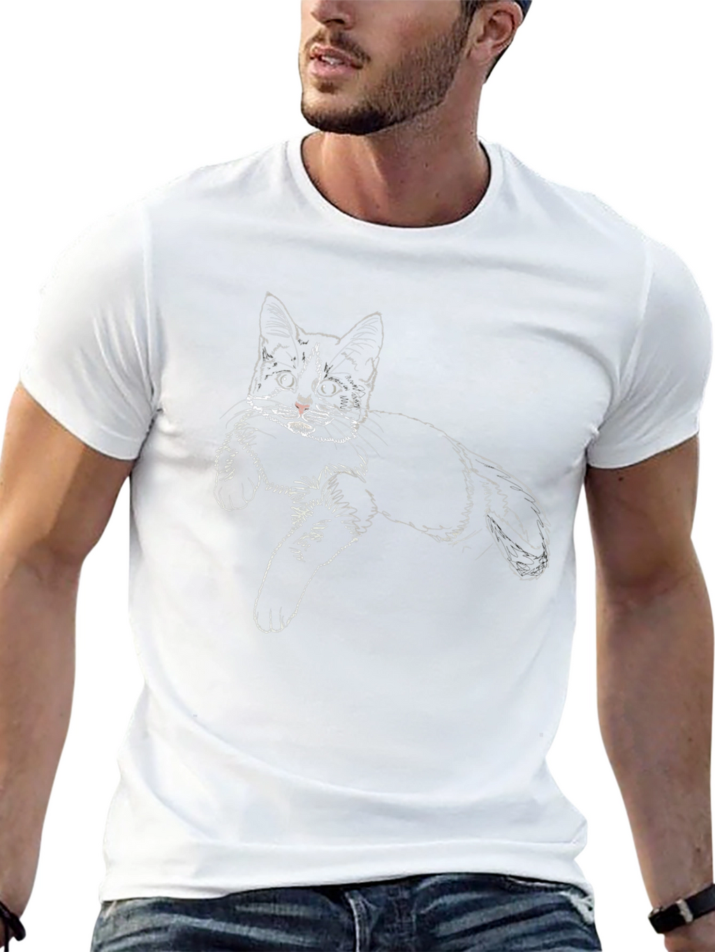 Cat Sketch T-Shirt - Mens Graphic Tee