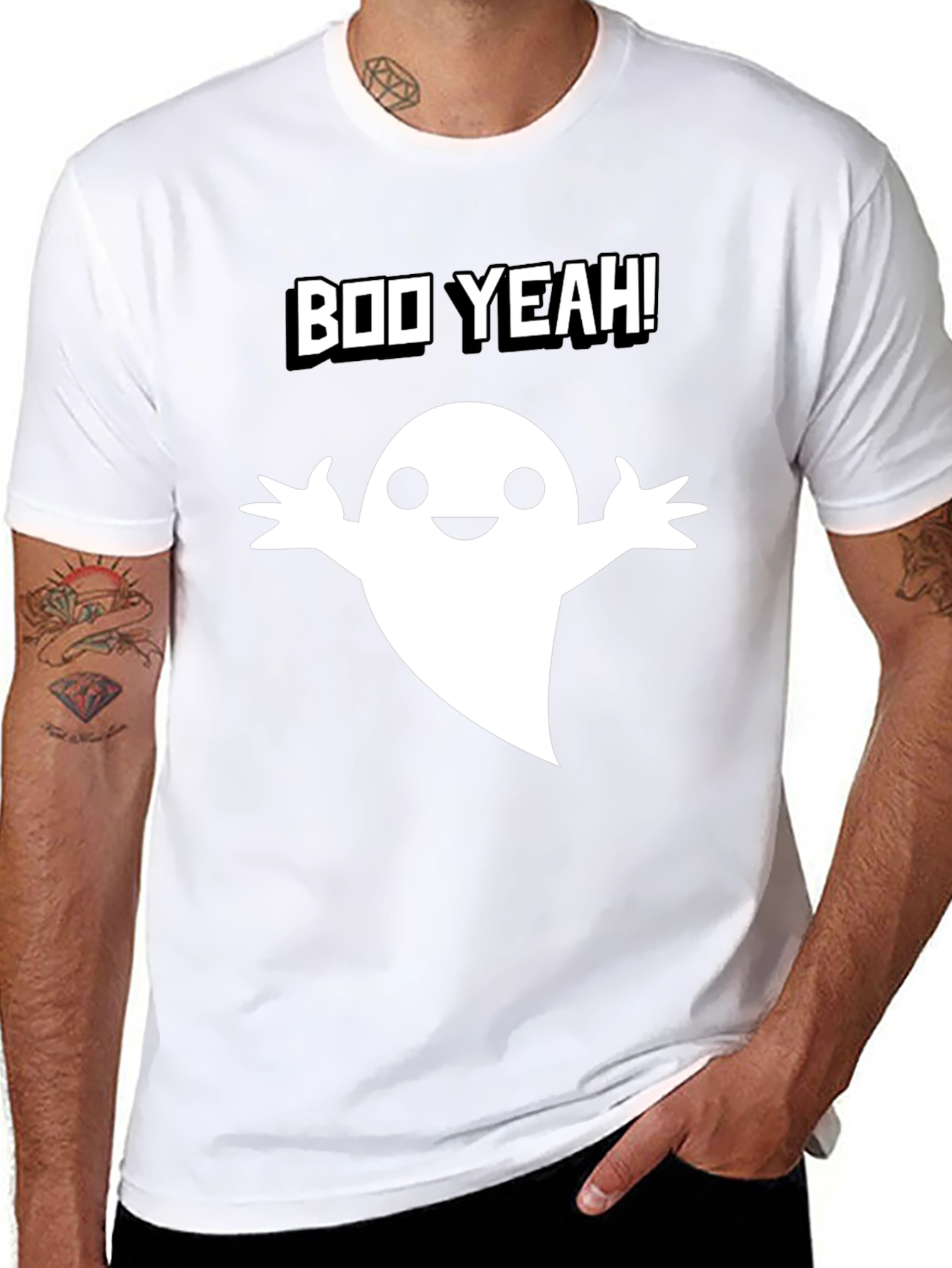 Boo Yeah! Ghost Graphic Tee - Halloween Fun