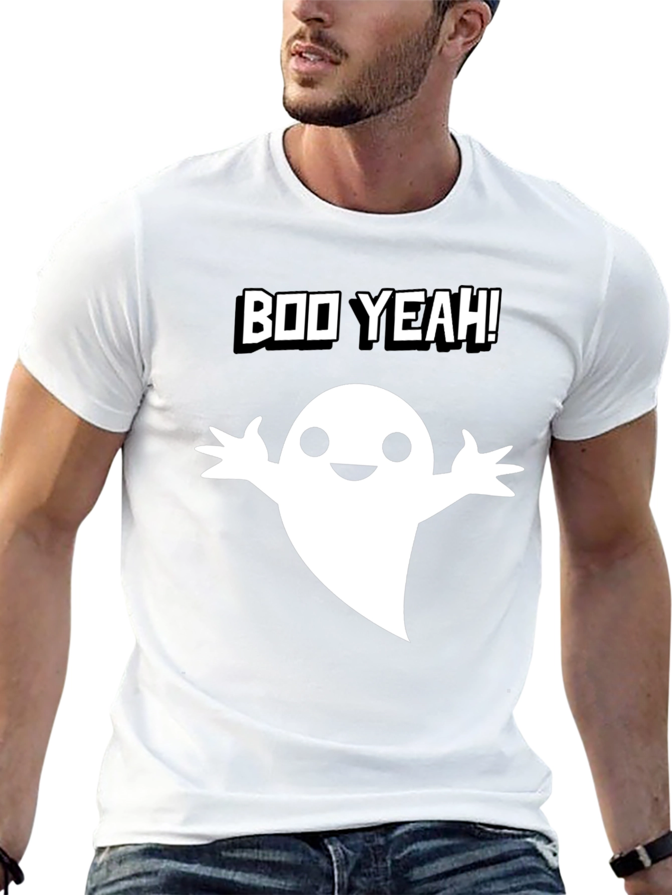 Boo Yeah! Ghost Graphic Tee - Halloween Fun
