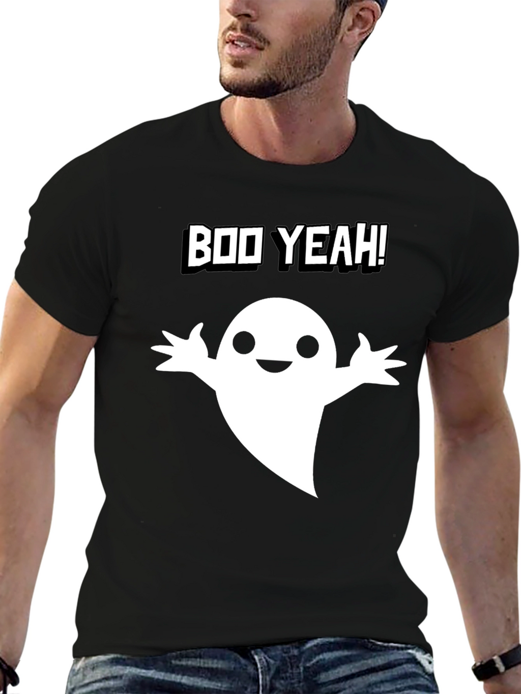 Boo Yeah! Ghost Graphic Tee - Halloween Fun