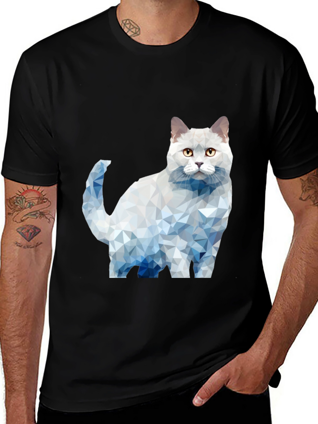 Geometric Cat Graphic T-Shirt