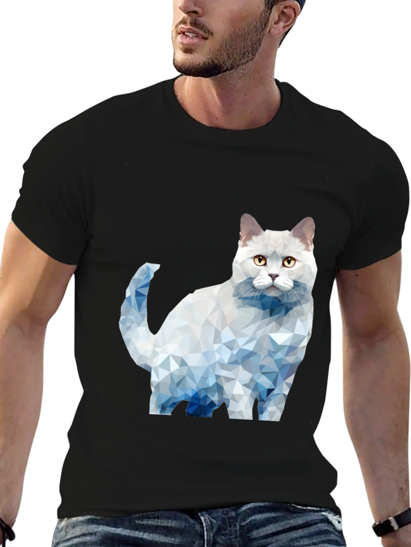 Geometric Cat Graphic T-Shirt