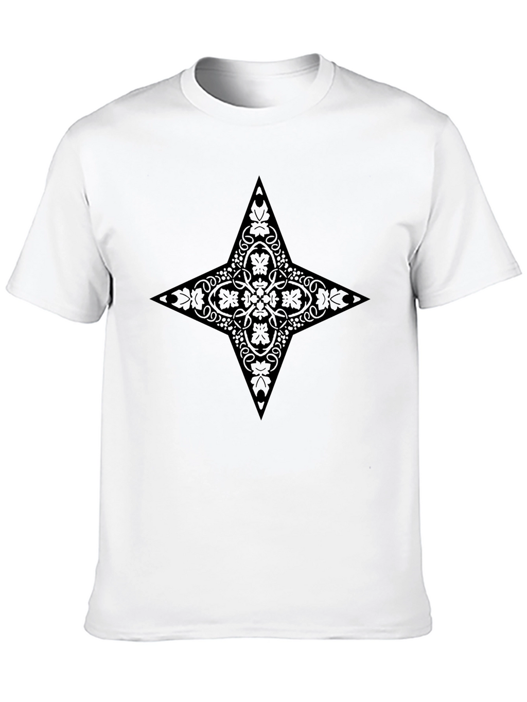 Stylish Black Tee with Ornate Star Design