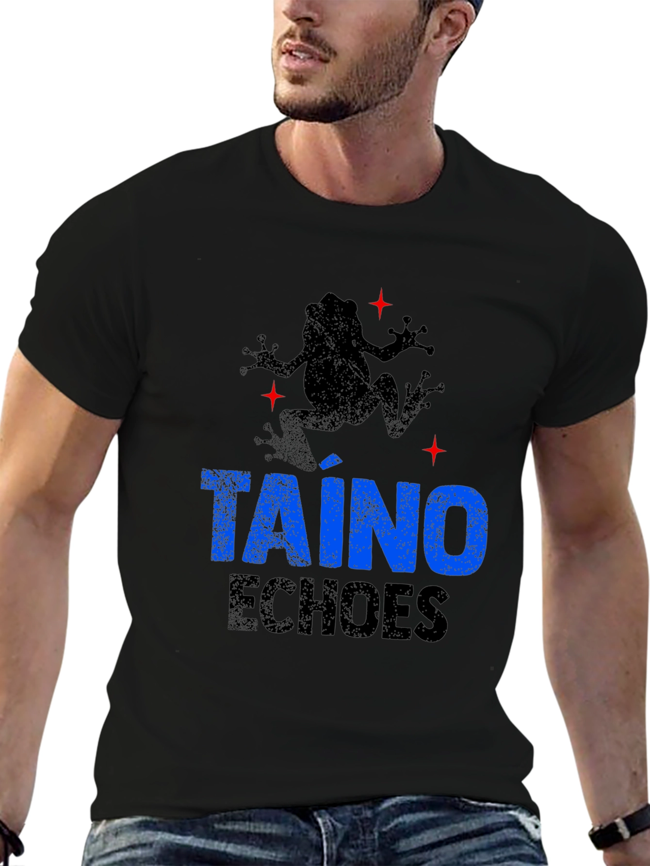 Taino Echoes Mens Black Graphic T-Shirt