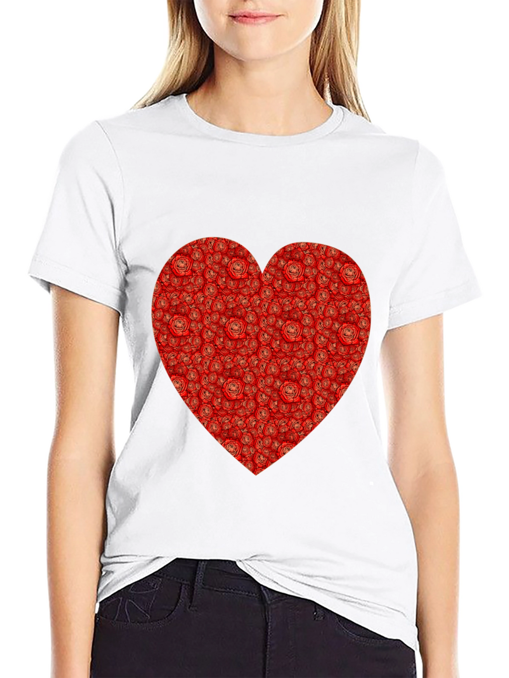 Rose Heart T-Shirt - Romantic Black Tee