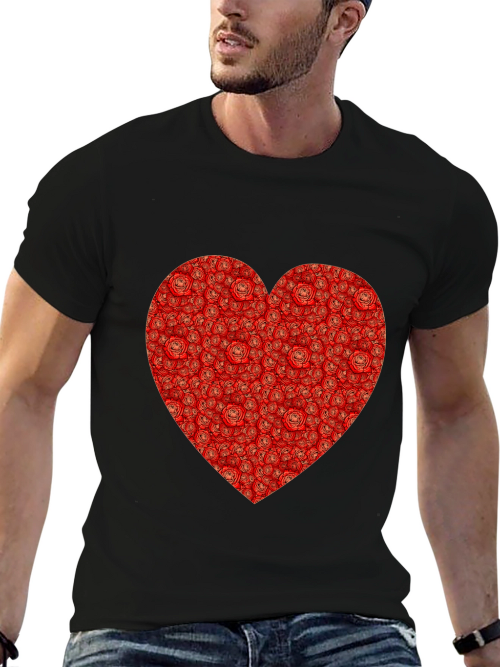 Rose Heart T-Shirt - Romantic Black Tee