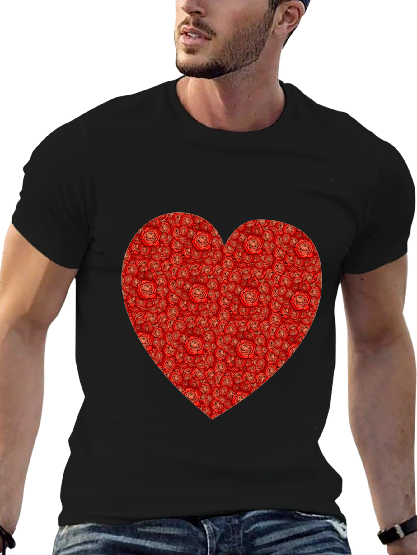 Rose Heart T-Shirt - Romantic Black Tee