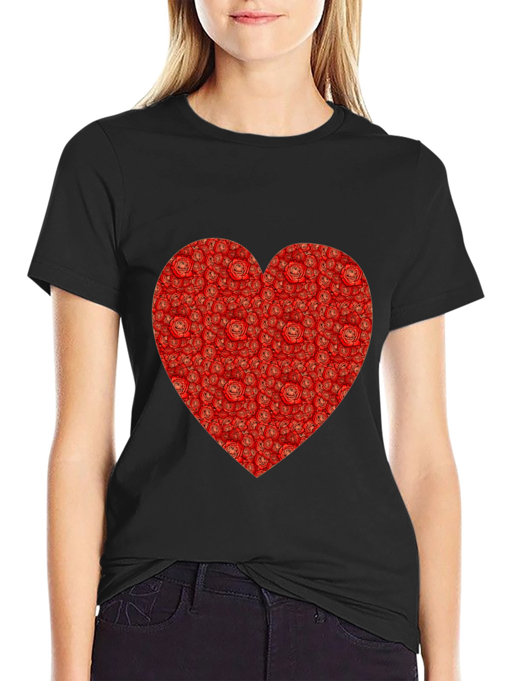 Rose Heart T-Shirt - Romantic Black Tee
