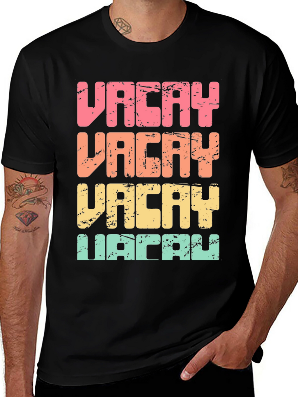 Vacay T-Shirt Retro Distressed Print
