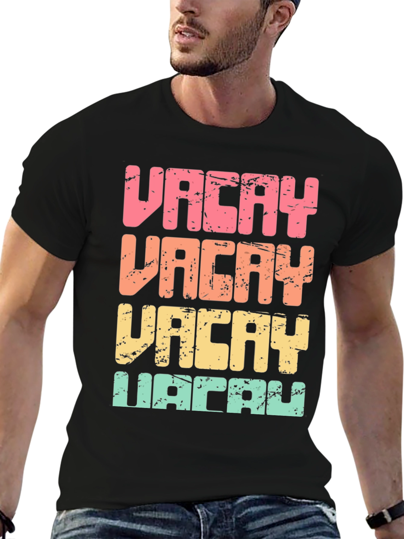 Vacay T-Shirt Retro Distressed Print