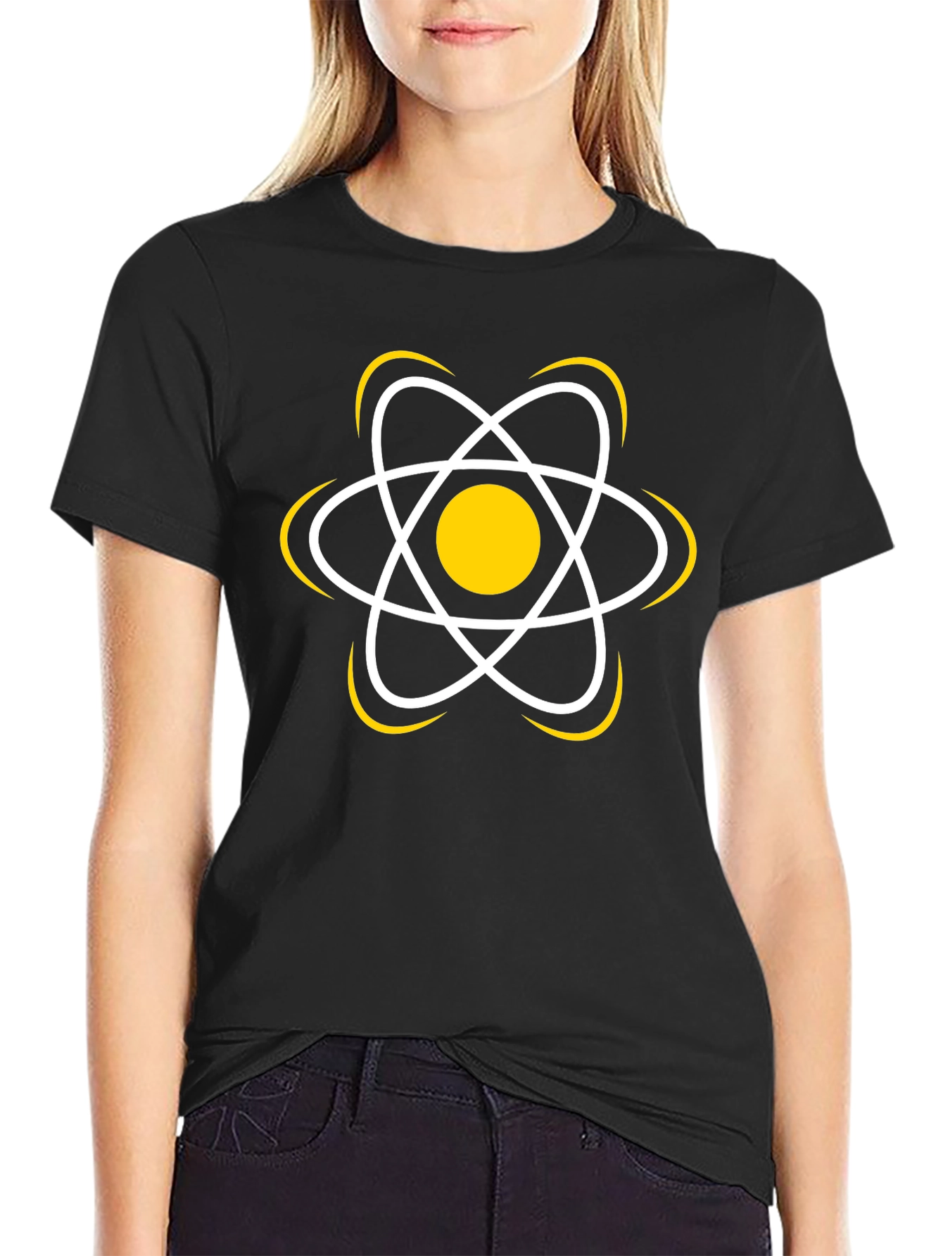 Science Atom Graphic T-Shirt - Black