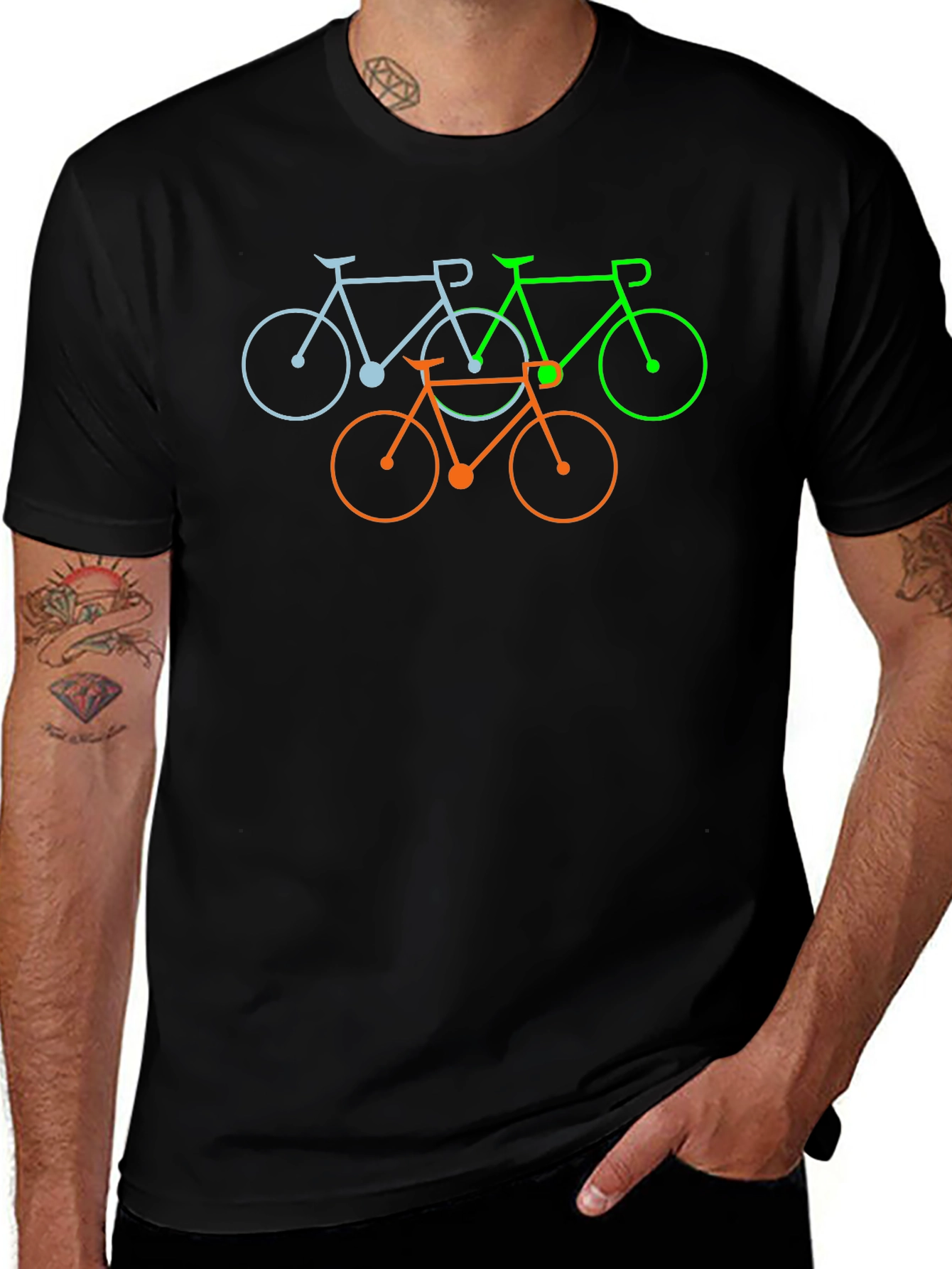 Colorful Bike Trio Graphic Tee - Casual Comfort