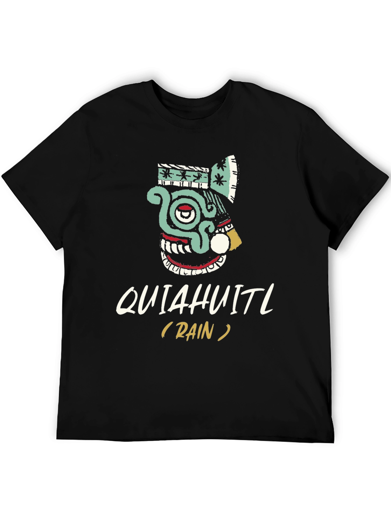 Quiahuitl Rain T-Shirt Aztec Inspired Black Tee