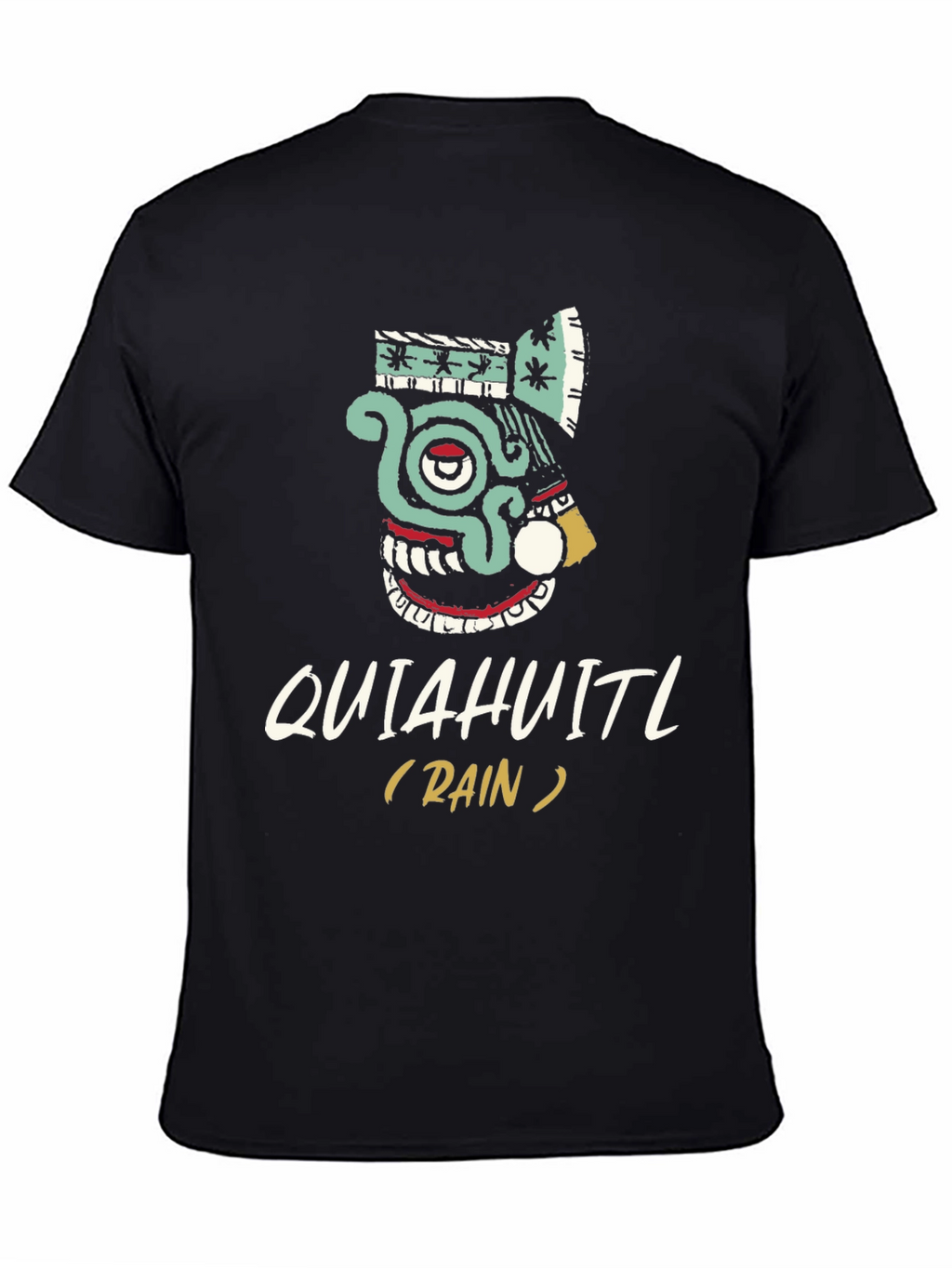 Quiahuitl Rain T-Shirt Aztec Inspired Black Tee