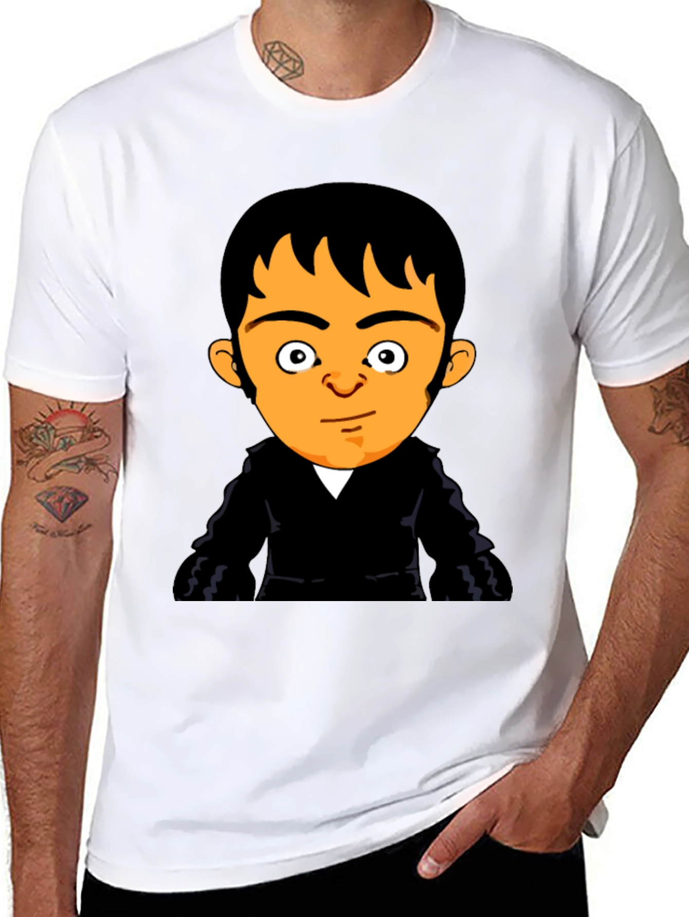 Cartoon Character Print Black T-Shirt