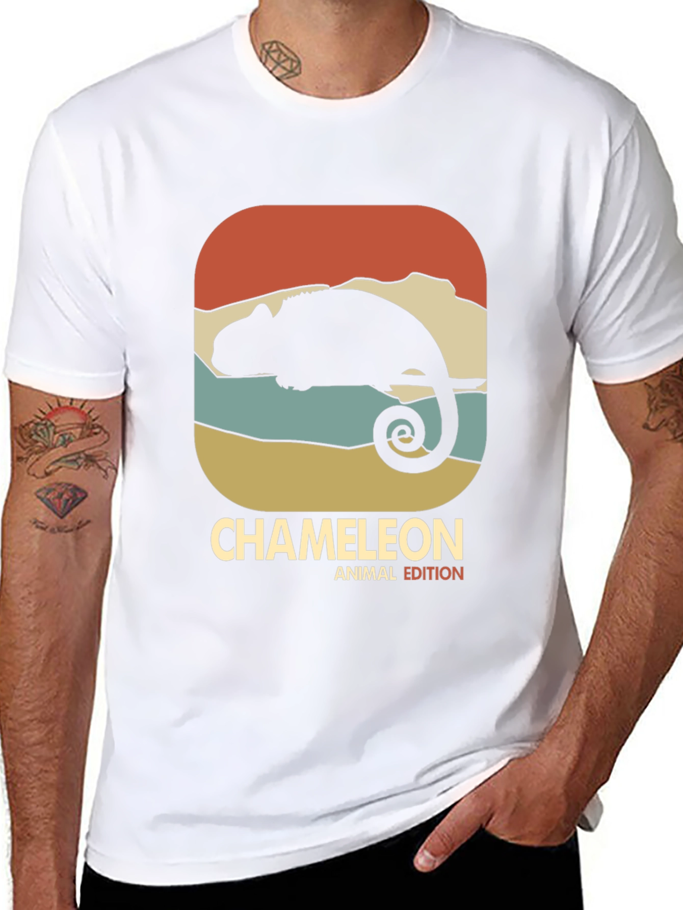 Retro Chameleon Animal Edition Graphic T-Shirt