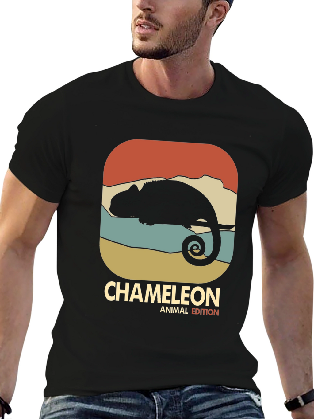 Retro Chameleon Animal Edition Graphic T-Shirt