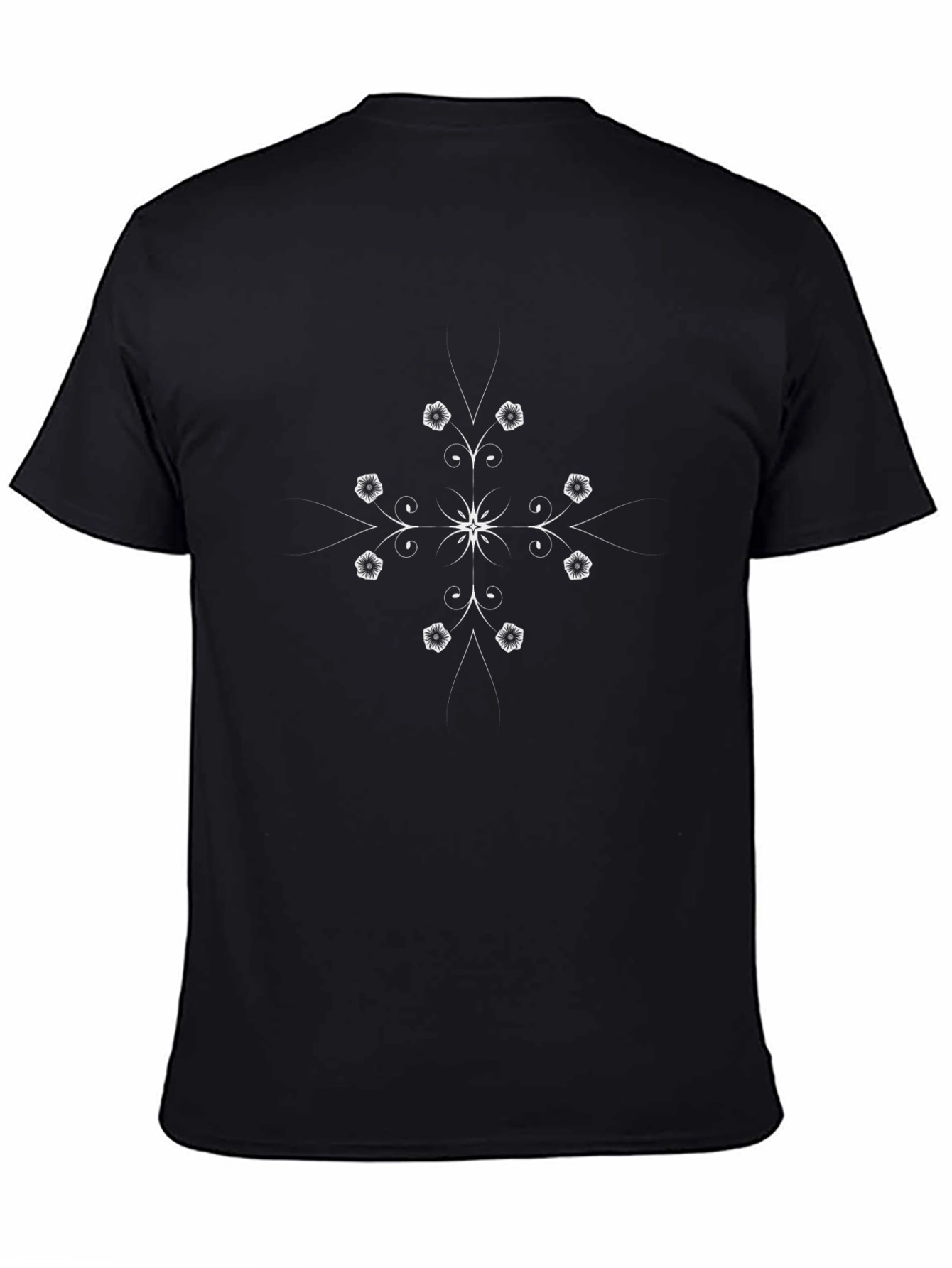 Floral Mandala Black T-Shirt