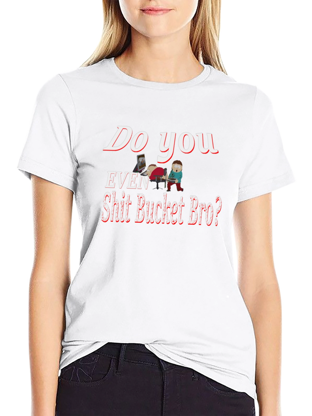 Humorous Shit Bucket Bro Graphic Tee