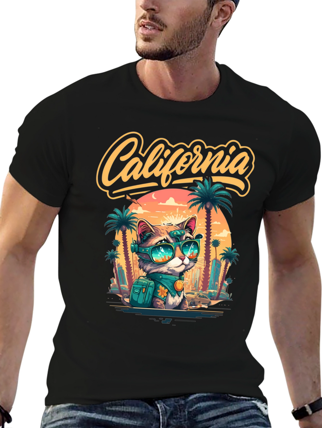 California Cat Graphic T-Shirt - Island Style
