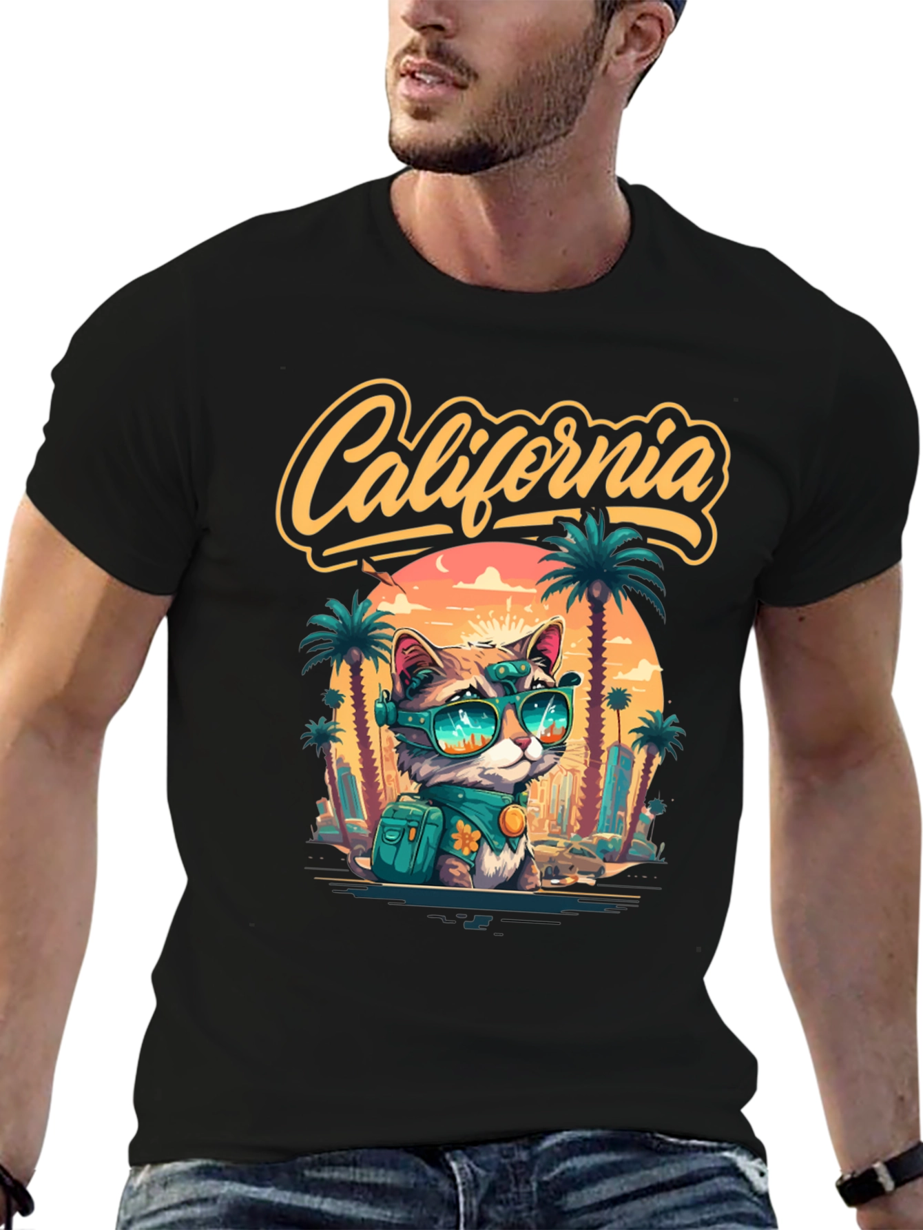 California Cat Graphic T-Shirt - Island Style