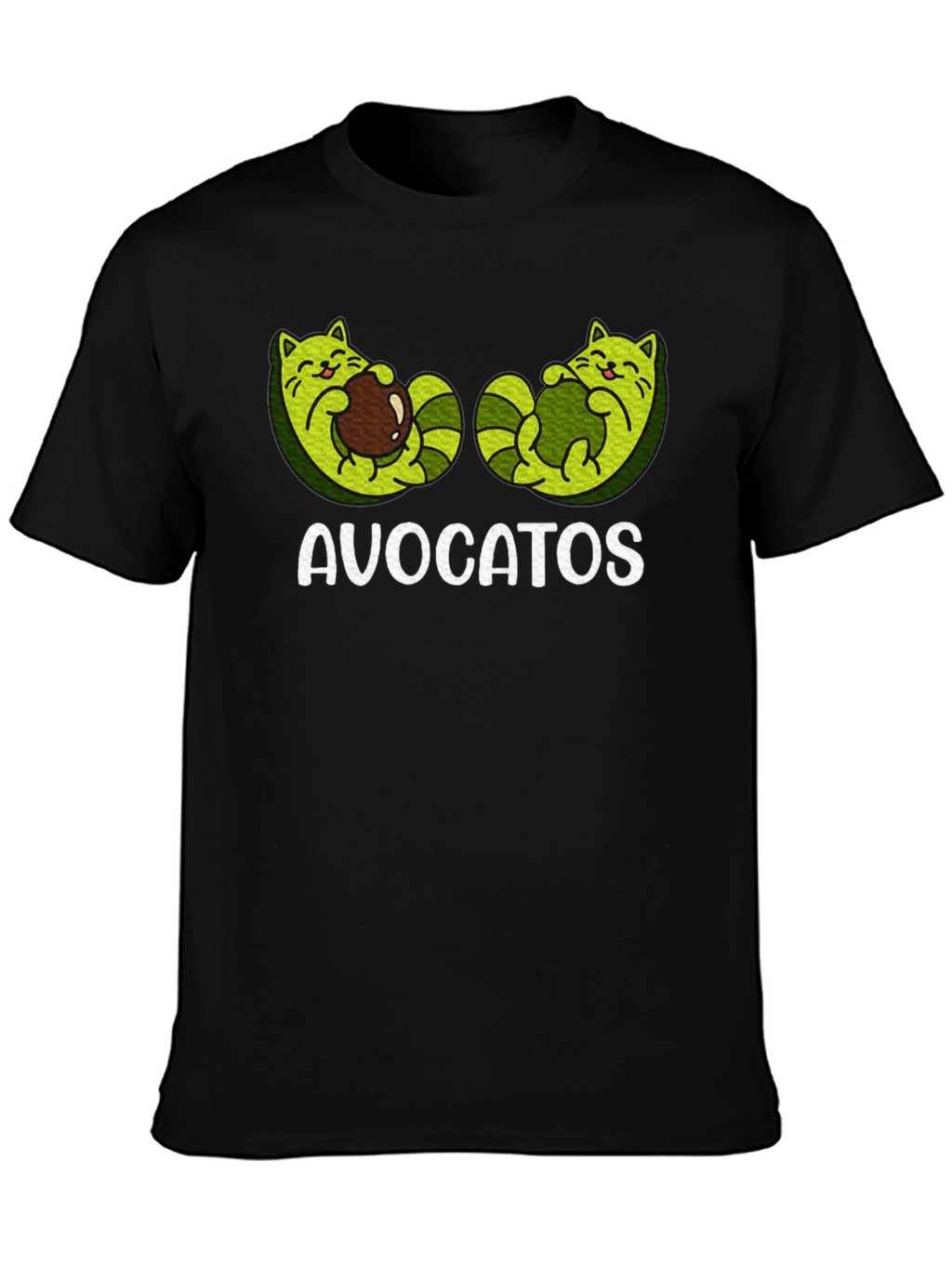 Avocatos Black T-Shirt - Avocado Cat Graphic Tee