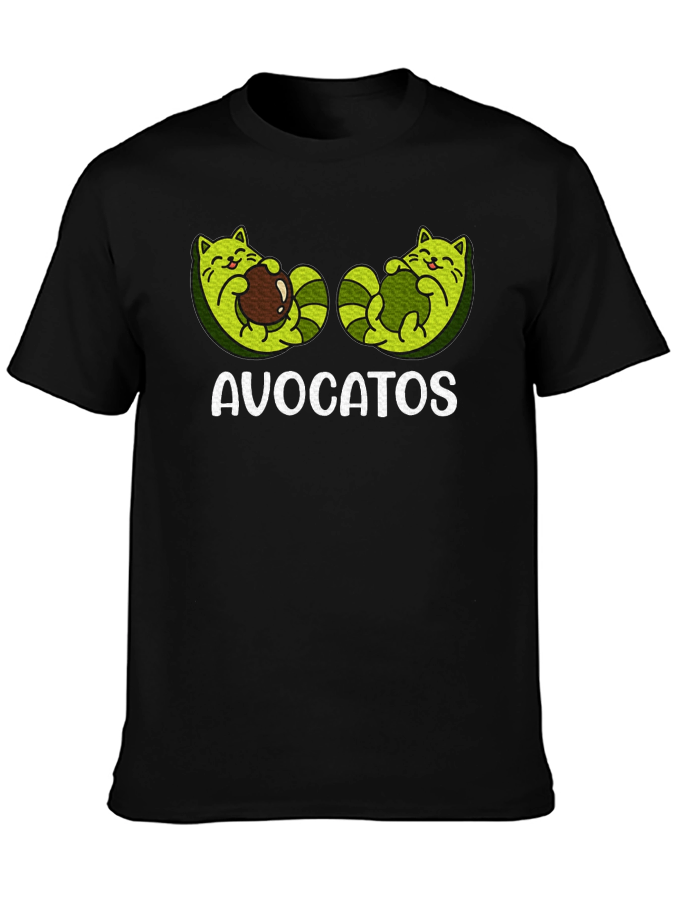 Avocatos Black T-Shirt - Avocado Cat Graphic Tee
