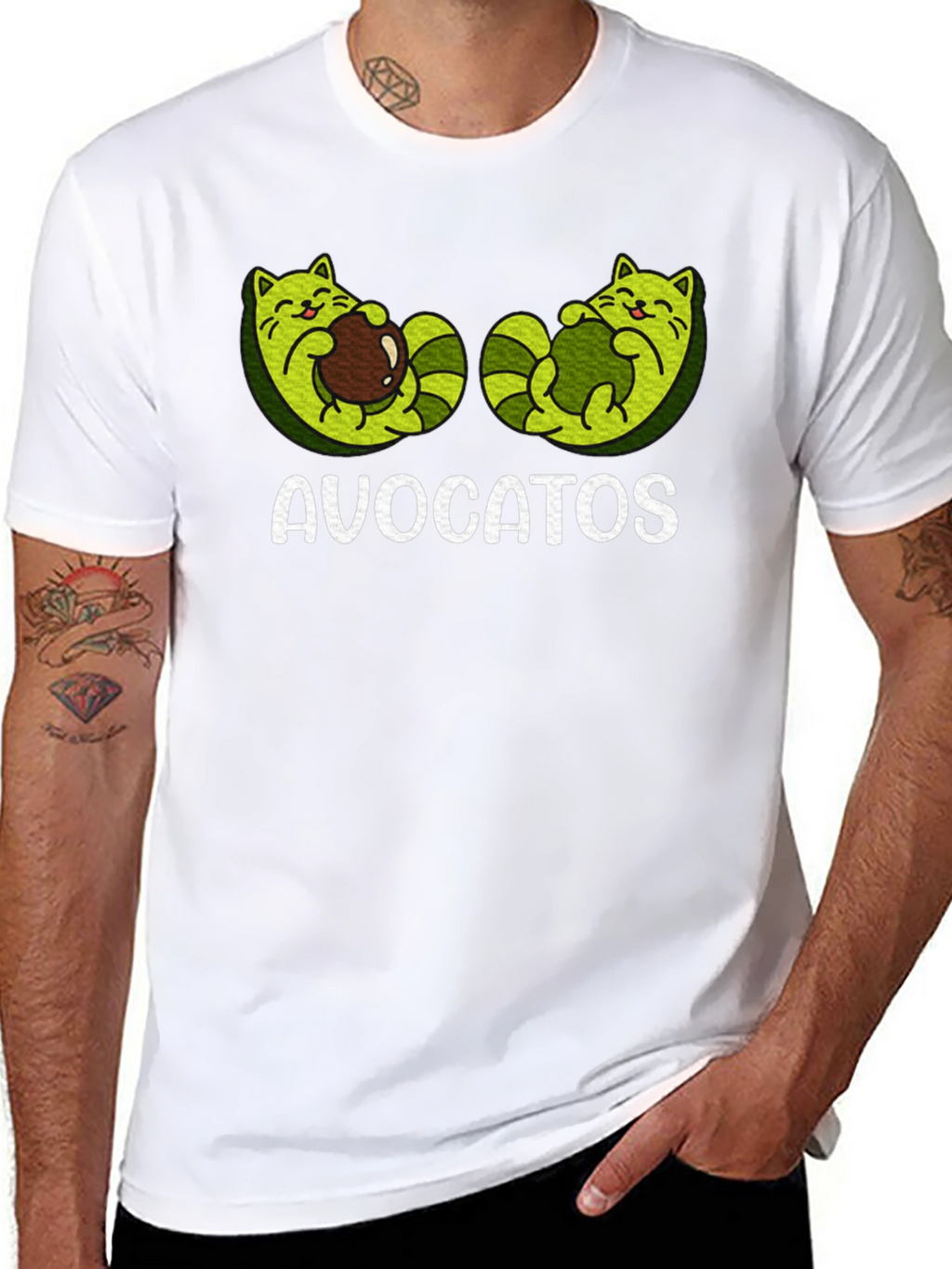 Avocatos Black T-Shirt - Avocado Cat Graphic Tee