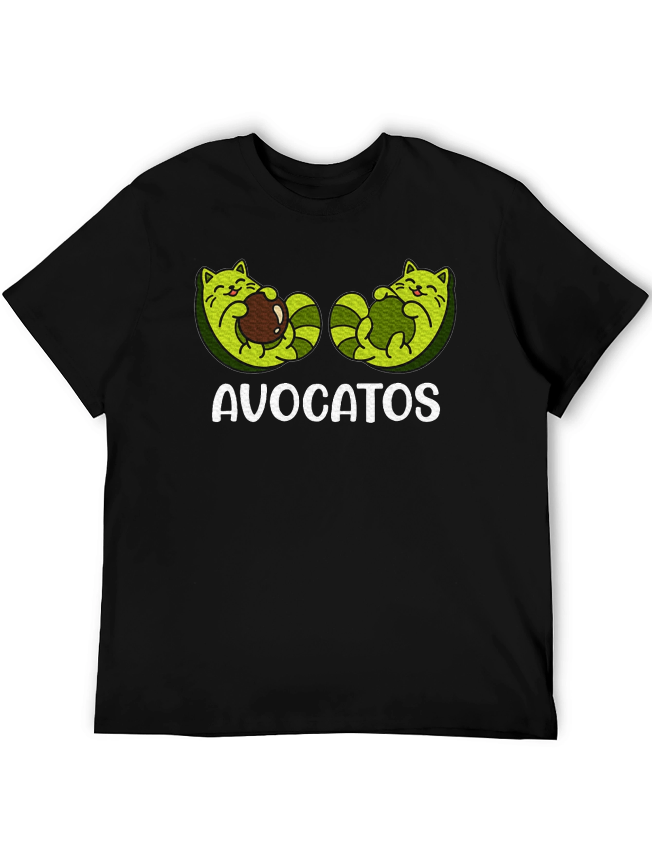 Avocatos Black T-Shirt - Avocado Cat Graphic Tee