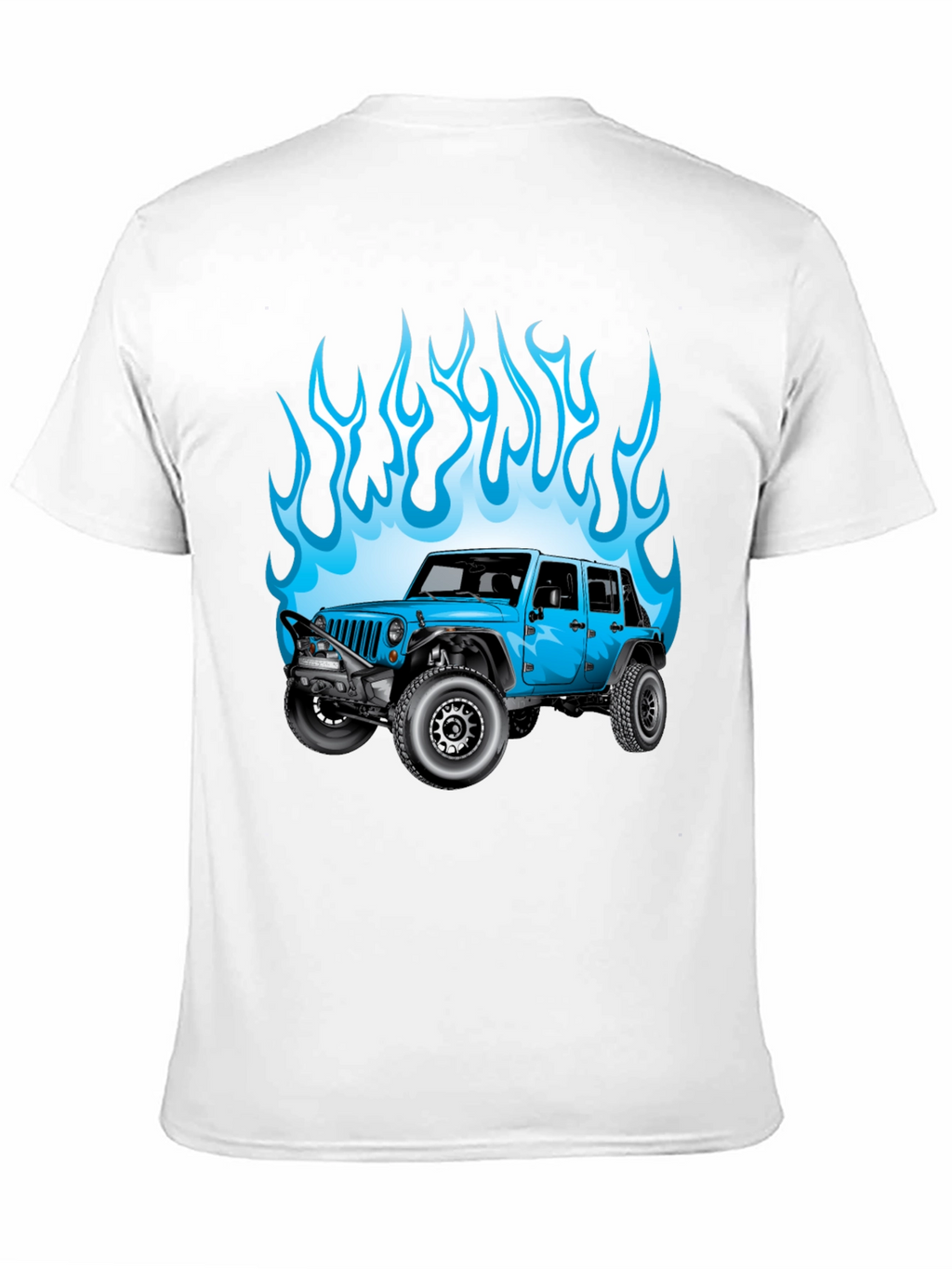 Blue Jeep Flames Graphic T-Shirt
