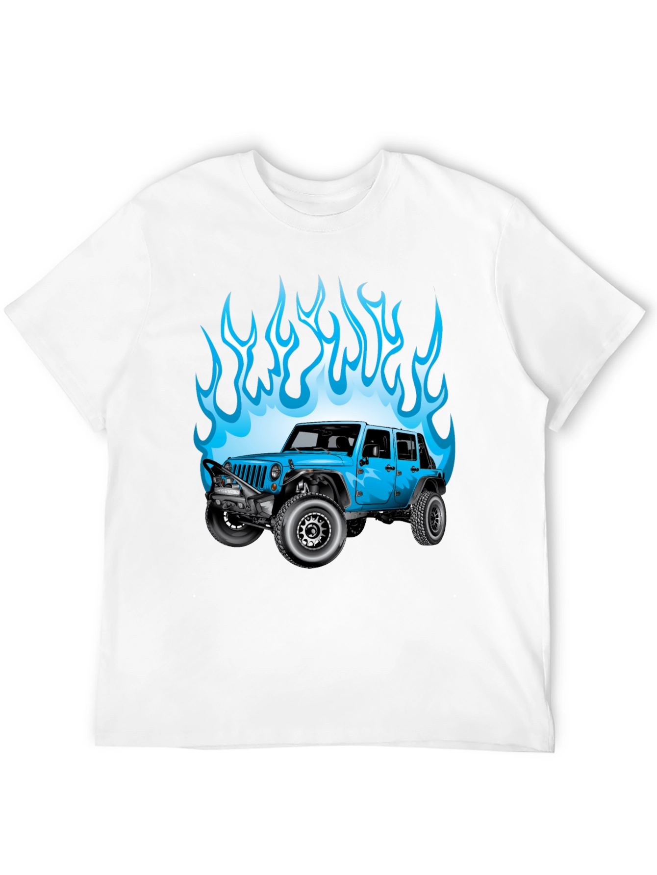 Blue Jeep Flames Graphic T-Shirt