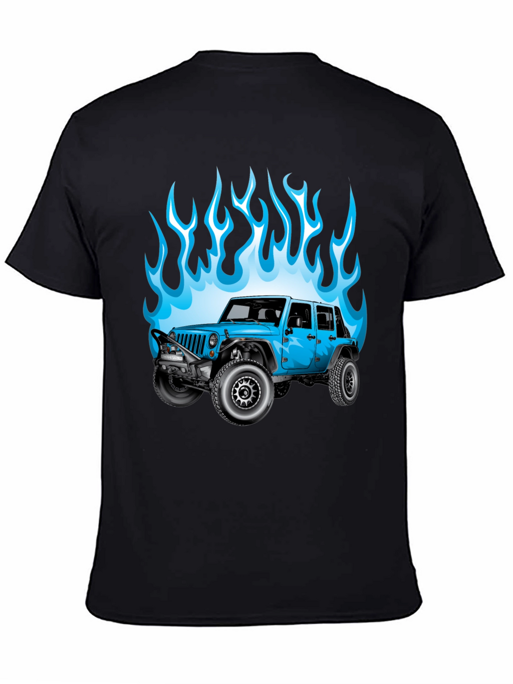 Blue Jeep Flames Graphic T-Shirt