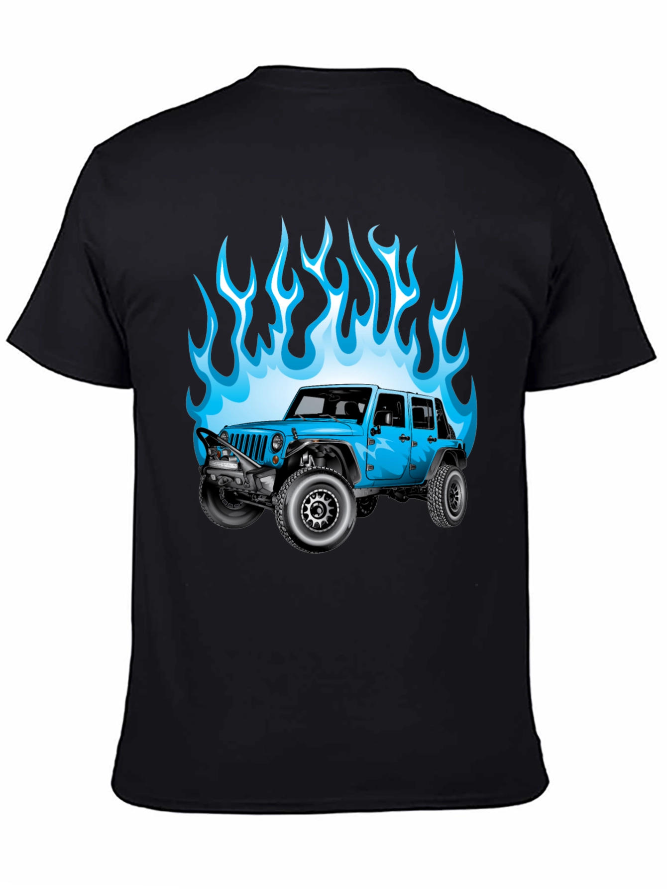 Blue Jeep Flames Graphic T-Shirt