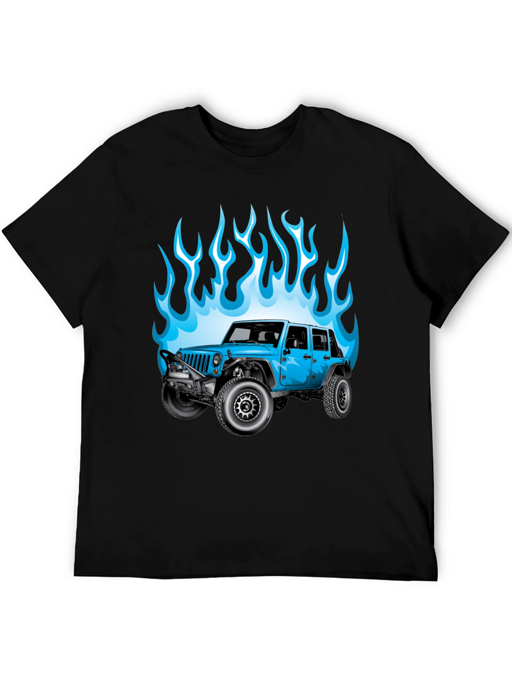 Blue Jeep Flames Graphic T-Shirt