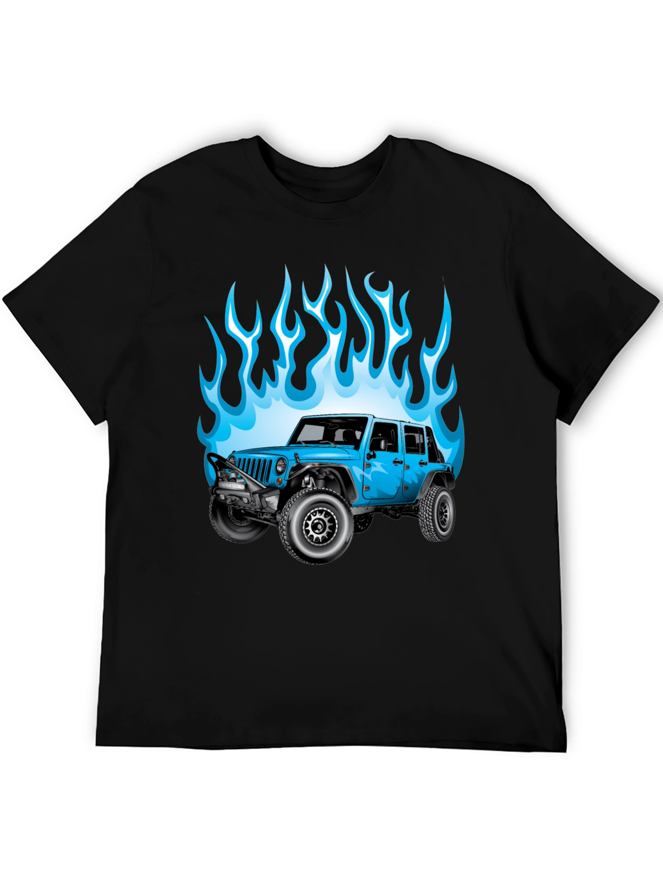 Blue Jeep Flames Graphic T-Shirt