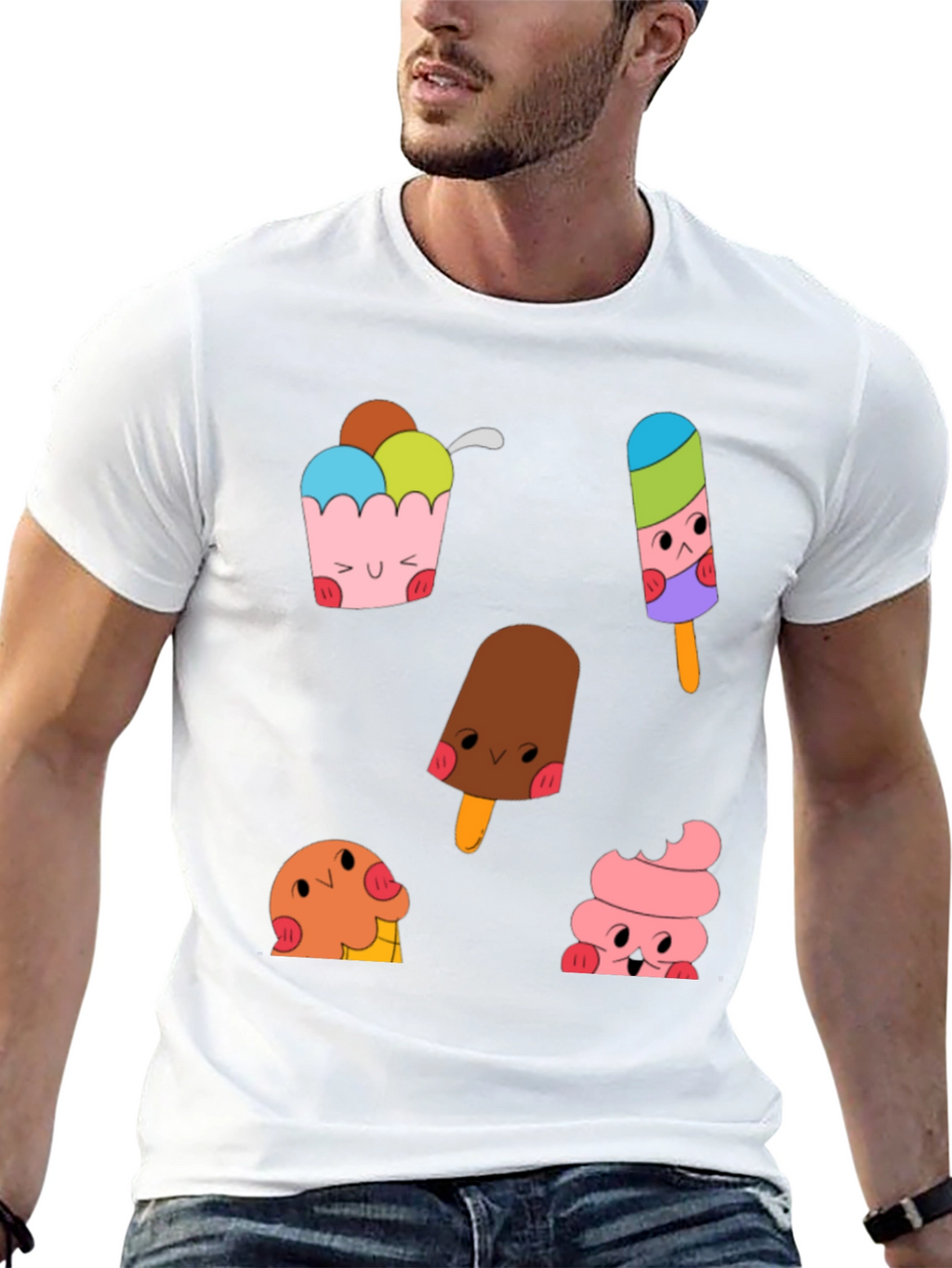 Cute Cartoon Ice Cream Graphic Tee