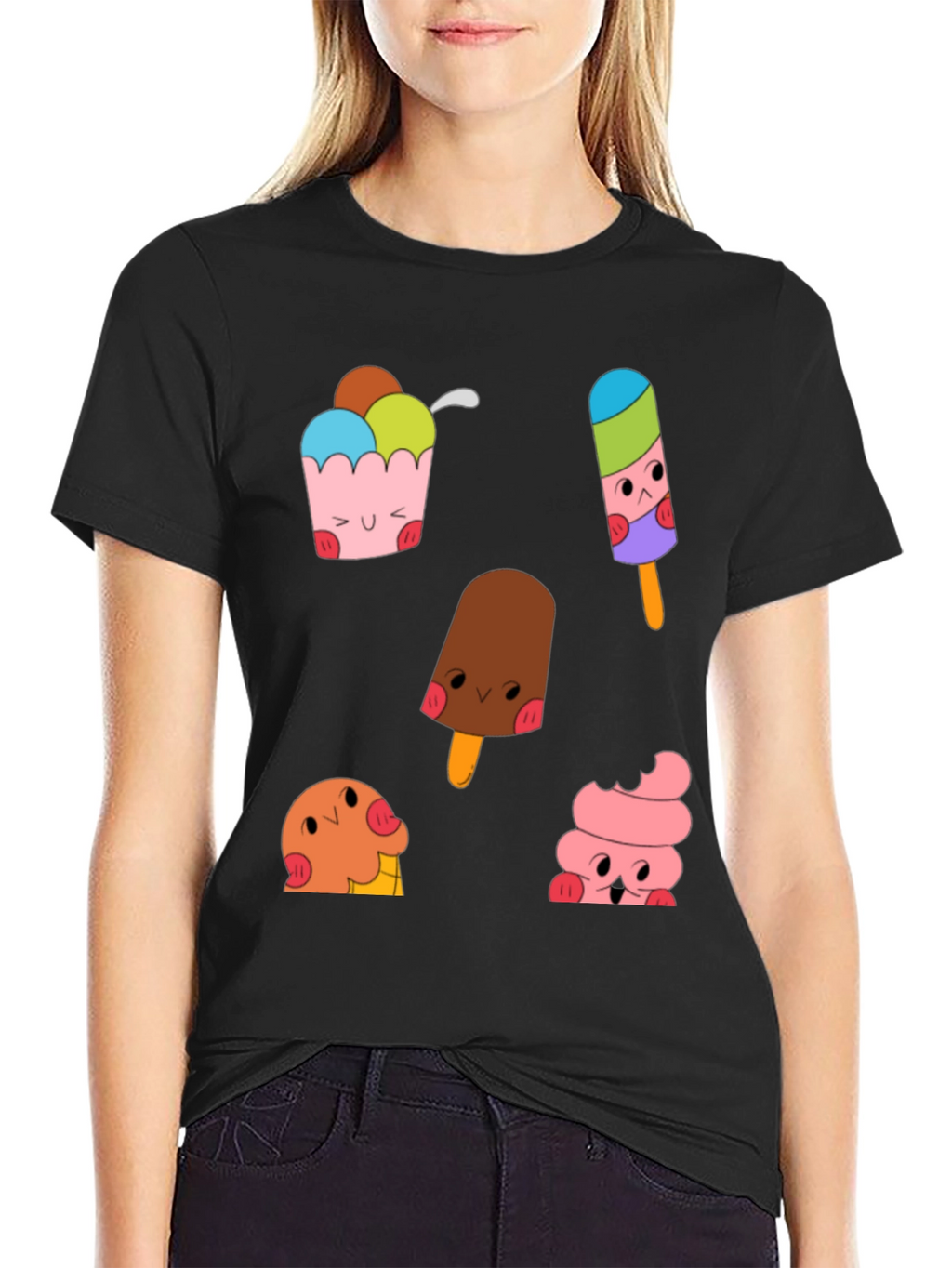 Cute Cartoon Ice Cream Graphic Tee