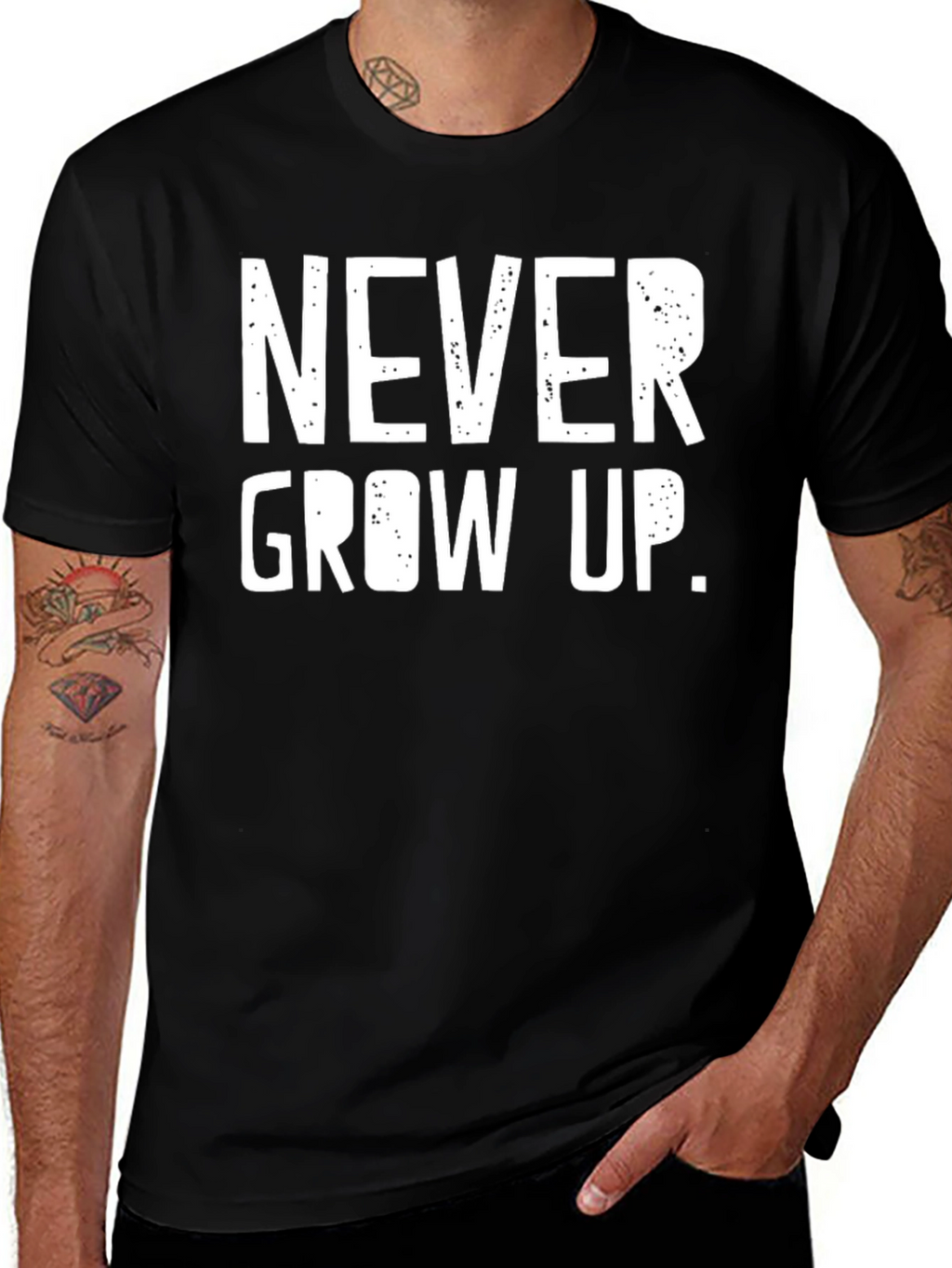 Never Grow Up Graphic Tee - Unisex Black T-Shirt