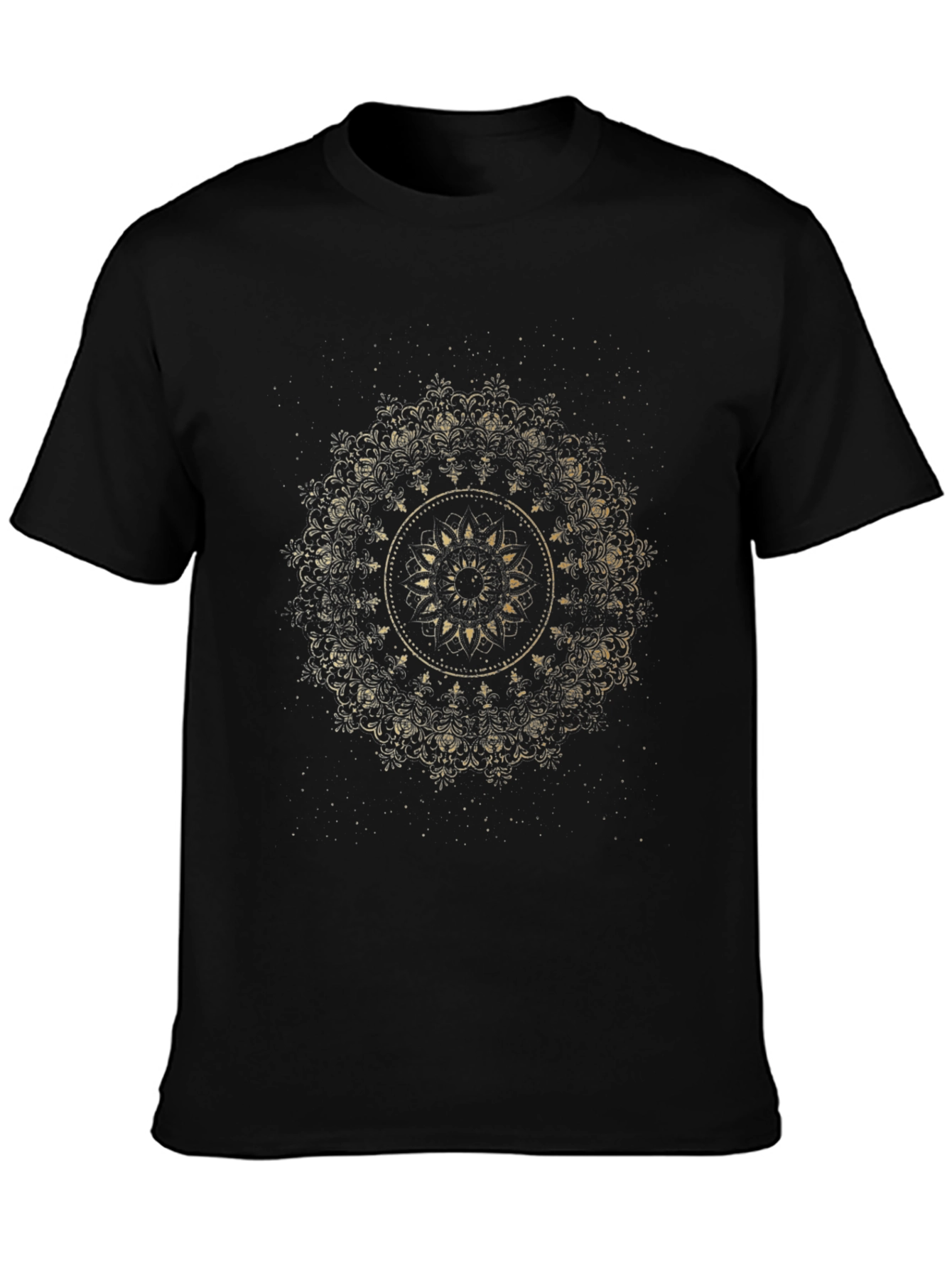 Gold Mandala Graphic Black T-Shirt