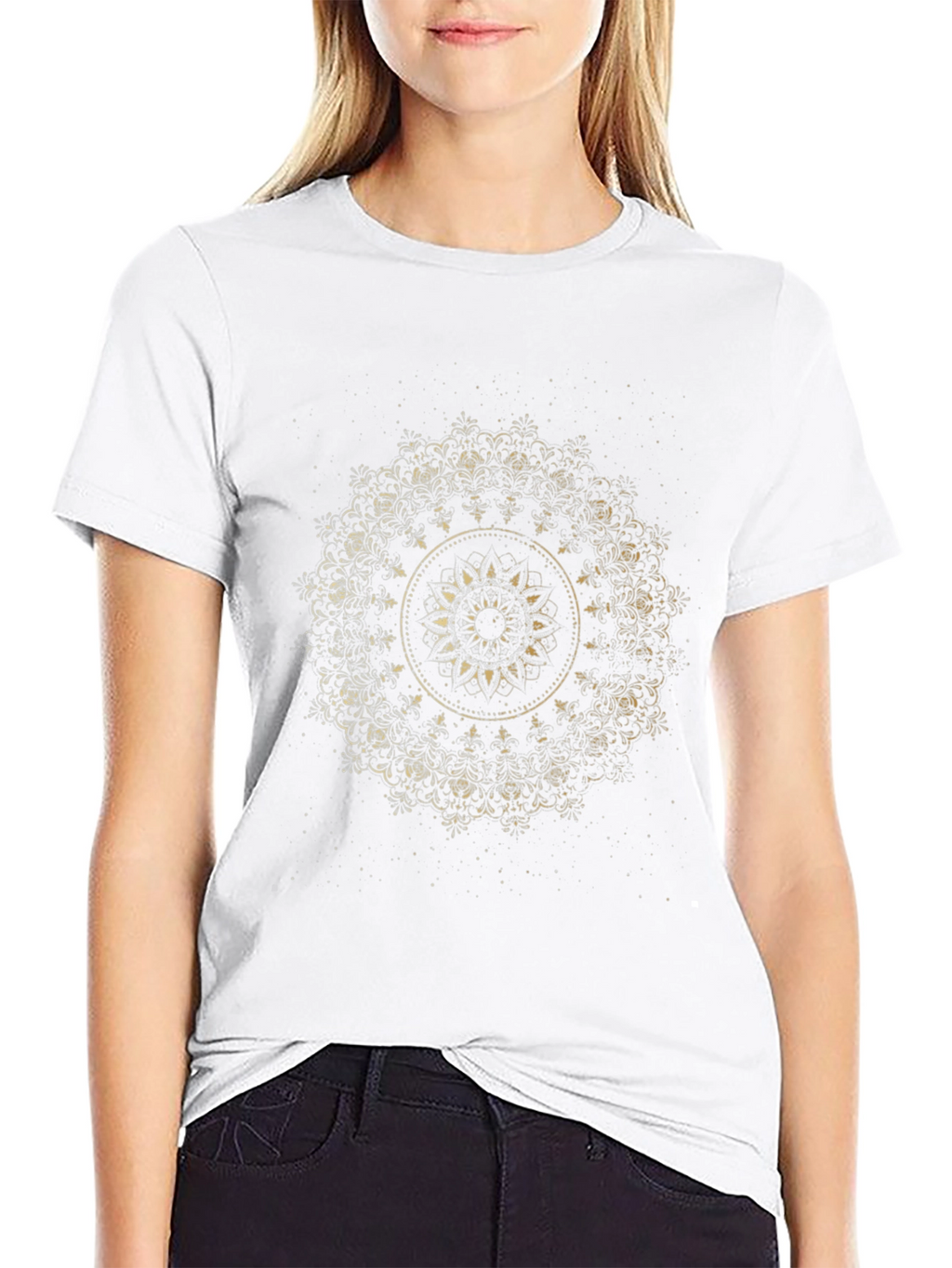 Gold Mandala Graphic Black T-Shirt