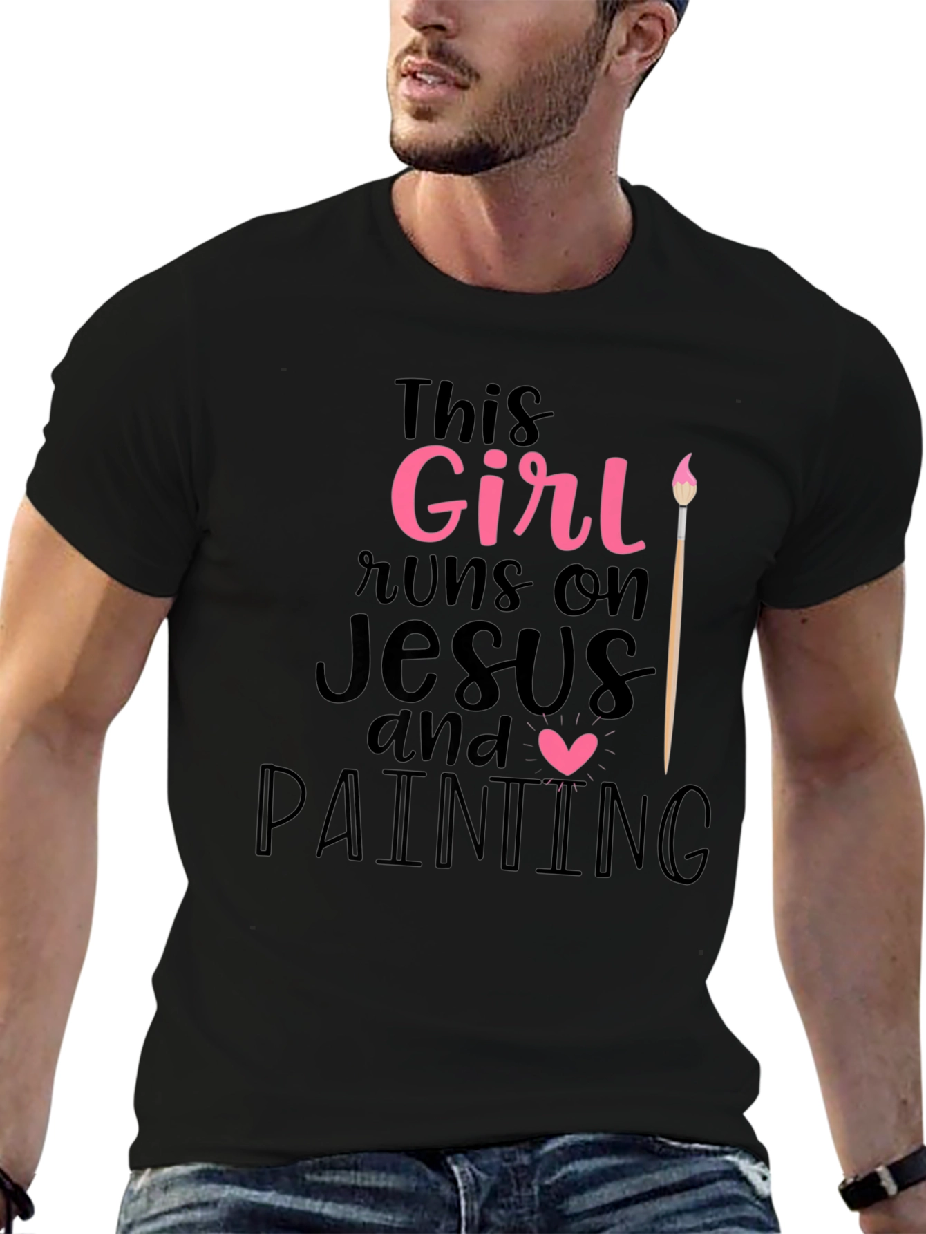 Girl Runs On Jesus & Painting T-Shirt