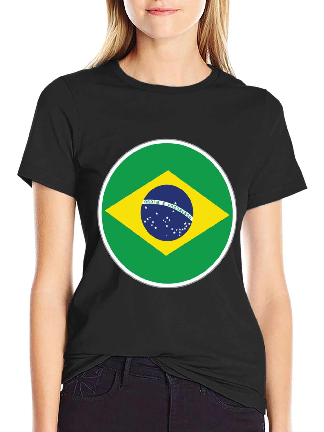 Brazil Flag Graphic T-Shirt - Black Cotton Tee