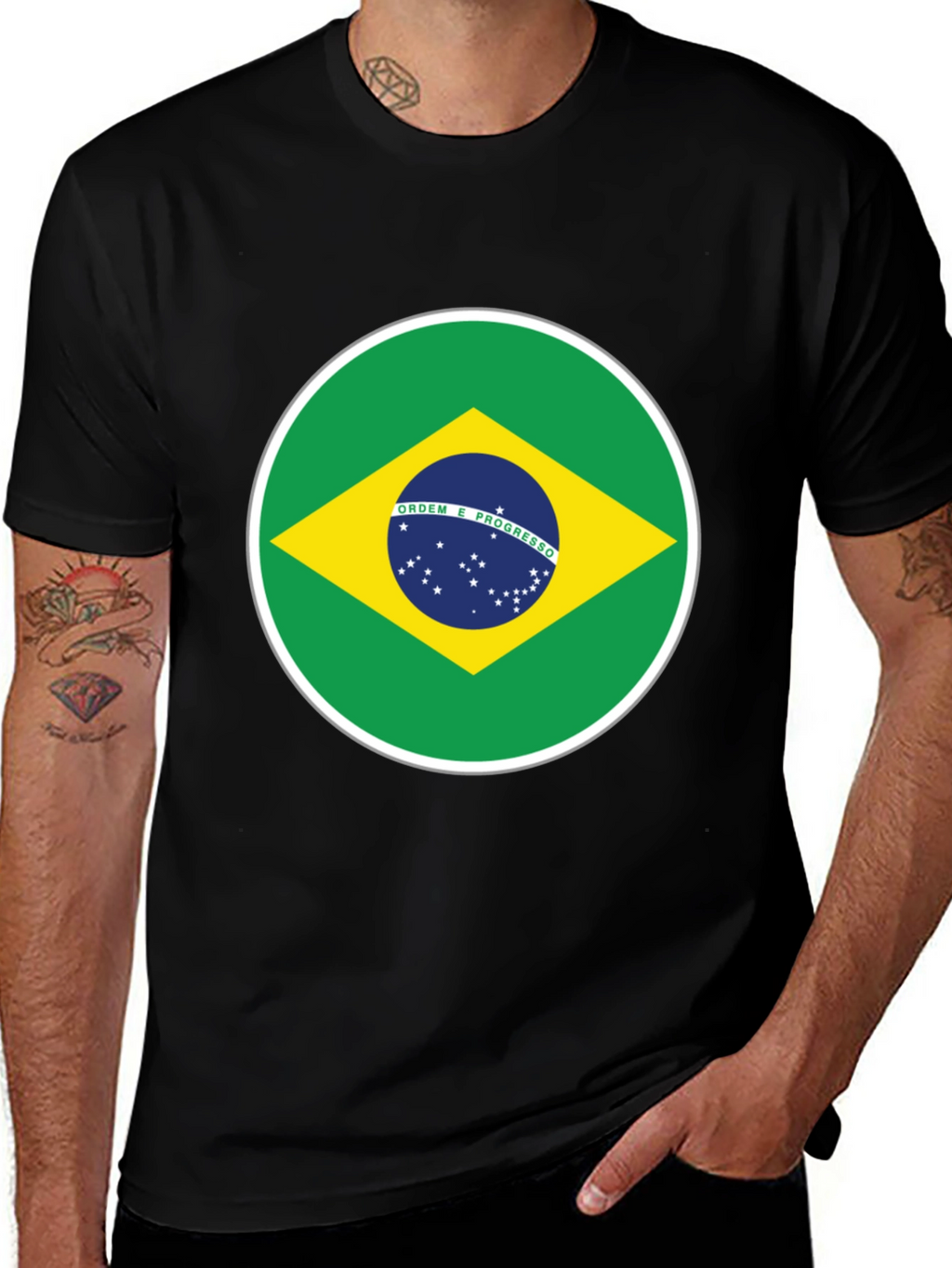Brazil Flag Graphic T-Shirt - Black Cotton Tee