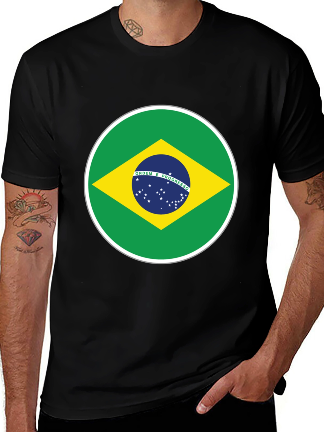 Brazil Flag Graphic T-Shirt - Black Cotton Tee