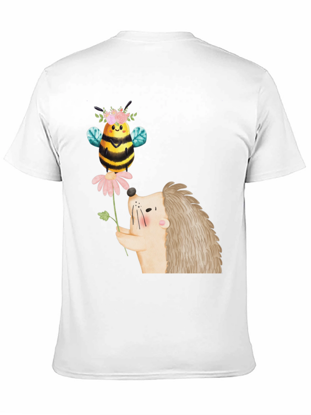 Cute Bee & Hedgehog Graphic T-Shirt