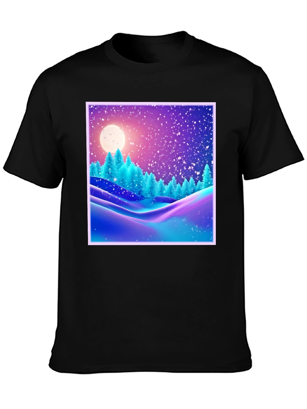 Winter Landscape Graphic Tee - Black Cotton Blend