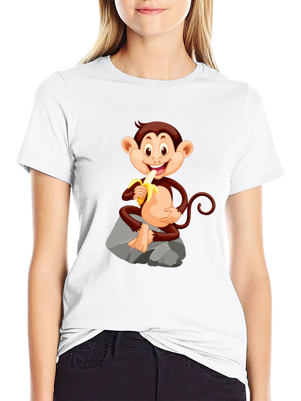 Monkey Eating Banana Graphic Tee