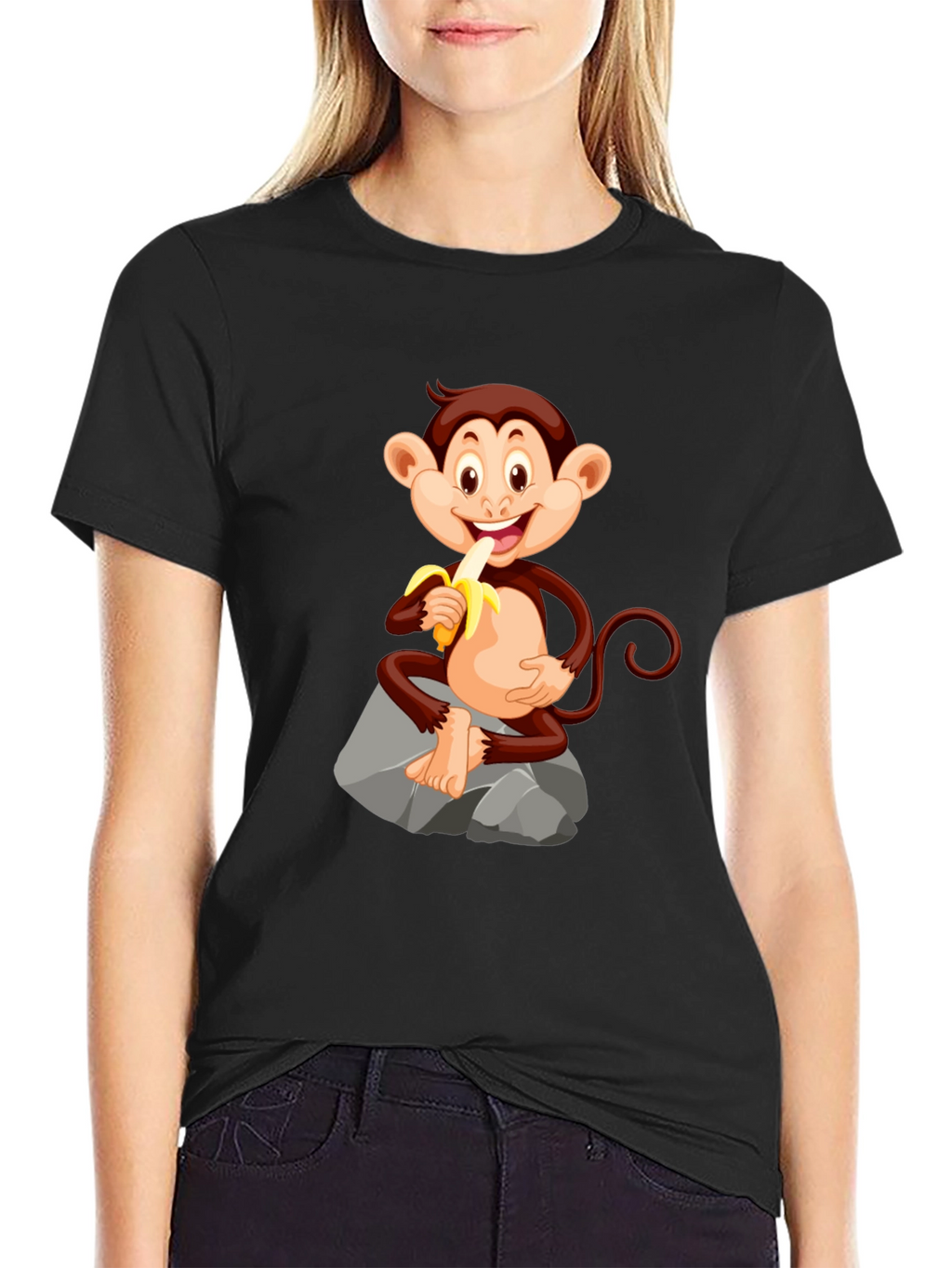 Monkey Eating Banana Graphic Tee