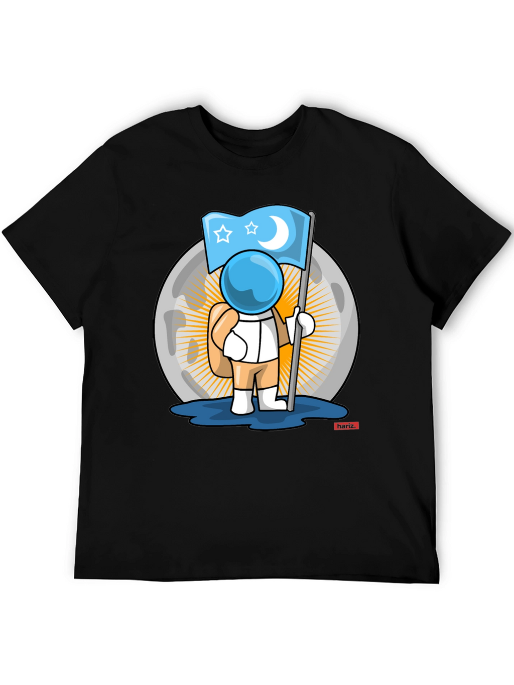 Astronaut Moon Flag Graphic T-Shirt