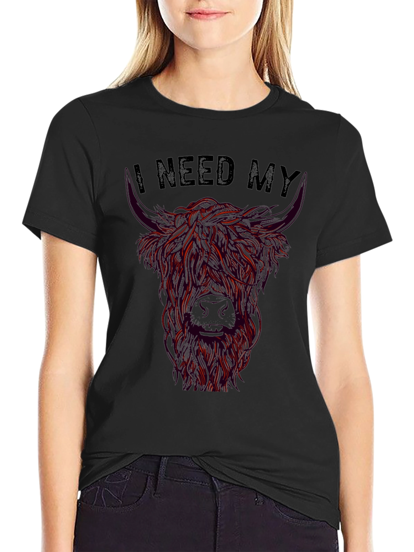 I Need My Highland Cow T-Shirt - Black